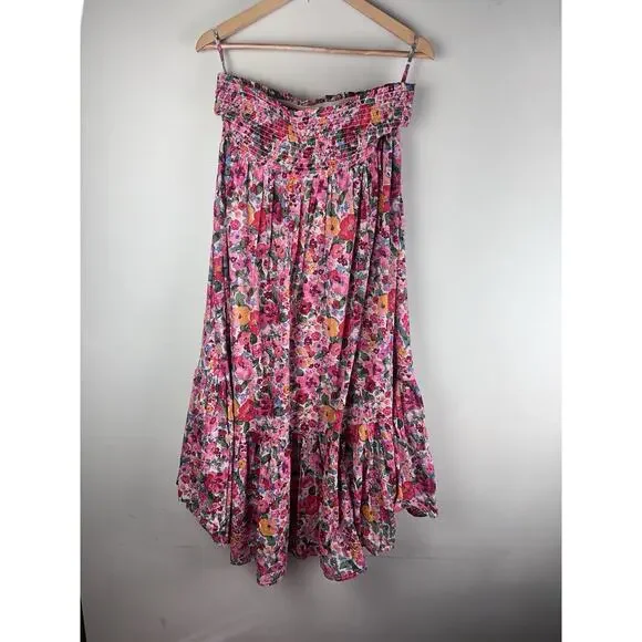Natural Life Flora Convertible Maxi Skirt Dress Floral XL Ruffle Hem Pink Boho - Picture 3 of 13